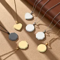 Vacation Classic Style Customization Laser Engraving Solid Color 304 Stainless Steel Plating Women's Pendant Necklace main image 1