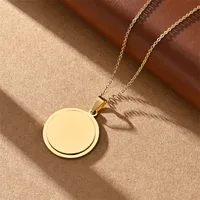 Vacation Classic Style Customization Laser Engraving Solid Color 304 Stainless Steel Plating Women's Pendant Necklace main image 3
