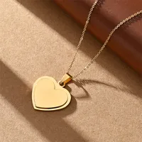 Vacation Classic Style Customization Laser Engraving Solid Color 304 Stainless Steel Plating Women's Pendant Necklace sku image 7