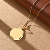 Vacation Classic Style Customization Laser Engraving Solid Color 304 Stainless Steel Plating Women's Pendant Necklace sku image 5