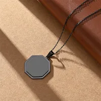 Vacation Classic Style Customization Laser Engraving Solid Color 304 Stainless Steel Plating Women's Pendant Necklace sku image 4
