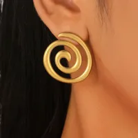 Elegant Spiral 304 Stainless Steel Alloy Plating Women's Jewelry Set sku image 24
