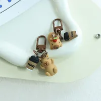 1 Piece Cute Capybara Resin Unisex Spring Ring Trigger Clasp Closure Bag Pendant Keychain main image 1