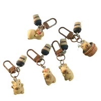 1 Piece Cute Capybara Resin Unisex Spring Ring Trigger Clasp Closure Bag Pendant Keychain main image 4