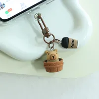 1 Piece Cute Capybara Resin Unisex Spring Ring Trigger Clasp Closure Bag Pendant Keychain sku image 1