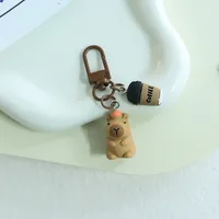 1 Piece Cute Capybara Resin Unisex Spring Ring Trigger Clasp Closure Bag Pendant Keychain sku image 5