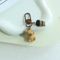 1 Piece Cute Capybara Resin Unisex Spring Ring Trigger Clasp Closure Bag Pendant Keychain sku image 4