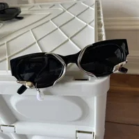Novelty Streetwear Pearl Resin Square Cat Eye Full Frame Glasses main image 3