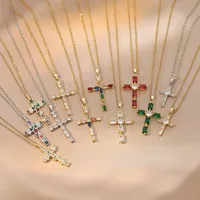 Simple Style Cross Titanium Steel Inlay Zircon Women's Pendant Necklace main image 1