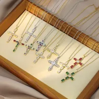Simple Style Cross Titanium Steel Inlay Zircon Women's Pendant Necklace main image 2