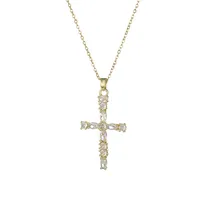 Simple Style Cross Titanium Steel Inlay Zircon Women's Pendant Necklace sku image 4