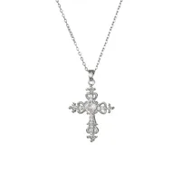Simple Style Cross Titanium Steel Inlay Zircon Women's Pendant Necklace sku image 8