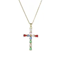 Simple Style Cross Titanium Steel Inlay Zircon Women's Pendant Necklace sku image 7