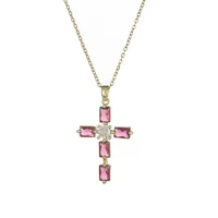Simple Style Cross Titanium Steel Inlay Zircon Women's Pendant Necklace sku image 6