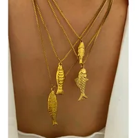 Vintage Style Classic Style Small Fish 316L Stainless Steel  Irregular 18K Gold Plated Women's Pendant Necklace main image 1