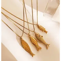 Vintage Style Classic Style Small Fish 316L Stainless Steel  Irregular 18K Gold Plated Women's Pendant Necklace main image 2