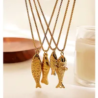 Vintage Style Classic Style Small Fish 316L Stainless Steel  Irregular 18K Gold Plated Women's Pendant Necklace main image 3