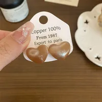 1 Pair Retro Heart Shape Acrylic Ear Studs main image 5