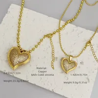 Retro Classic Style Letter Heart Shape Copper Inlay Zircon 18K Gold Plated Women's Pendant Necklace main image 2
