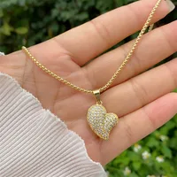 Retro Classic Style Letter Heart Shape Copper Inlay Zircon 18K Gold Plated Women's Pendant Necklace main image 7