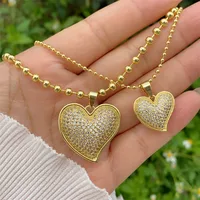 Retro Classic Style Letter Heart Shape Copper Inlay Zircon 18K Gold Plated Women's Pendant Necklace main image 3