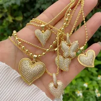 Retro Classic Style Letter Heart Shape Copper Inlay Zircon 18K Gold Plated Women's Pendant Necklace main image 1