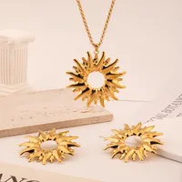 Streetwear Shiny Sun 304 Stainless Steel Polishing Plating 18K Gold Plated Women's Jewelry Set sku image 1