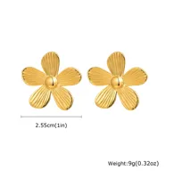 French Style Flower Plating 304 Stainless Steel 18K Gold Plated Butterfly Backs Ear Studs main image 2