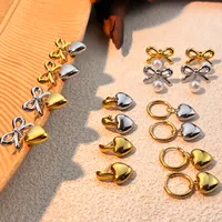 1 Pair Elegant Irregular Oval Plating 304 Stainless Steel 18K Gold Plated Drop Earrings main image 3