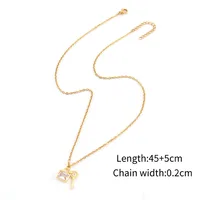 Elegant Simple Style Key Lock 201 Stainless Steel Copper Artificial Crystal Zircon Women's Pendant Necklace sku image 3
