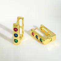 1 Pair Casual Elegant Shiny Geometric Inlay Copper Zircon Imitation Gold  Ear Studs main image 3