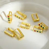 1 Pair Casual Elegant Shiny Geometric Inlay Copper Zircon Imitation Gold  Ear Studs main image 2