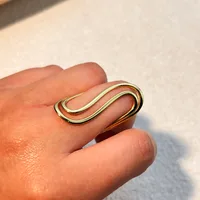 Vintage Style Classic Style Lines 304 Stainless Steel Mixed Metal Plating 18K Gold Plated Women's Open Rings main image 4