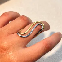 Vintage Style Classic Style Lines 304 Stainless Steel Mixed Metal Plating 18K Gold Plated Women's Open Rings main image 5