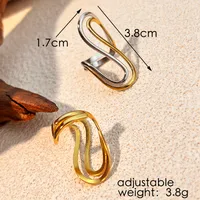 Vintage Style Classic Style Lines 304 Stainless Steel Mixed Metal Plating 18K Gold Plated Women's Open Rings main image 2