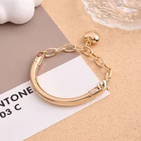 Casual Vacation Modern Style Ball Red Heart Copper Handmade Polishing 18K Gold Plated Women's Bangle main image 6
