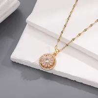 Elegant Four Leaf Clover Heart Shape Butterfly Titanium Steel Copper Plating Zircon Women's Pendant Necklace sku image 55