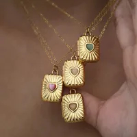 Retro Classic Style Heart Shape 304 Stainless Steel Plating Opal 18K Gold Plated Unisex Necklace main image 4