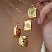 Retro Classic Style Heart Shape 304 Stainless Steel Plating Opal 18K Gold Plated Unisex Necklace main image 2