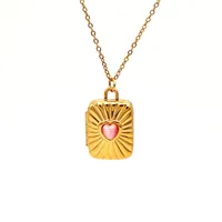 Retro Classic Style Heart Shape 304 Stainless Steel Plating Opal 18K Gold Plated Unisex Necklace main image 5