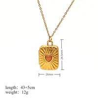 Retro Classic Style Heart Shape 304 Stainless Steel Plating Opal 18K Gold Plated Unisex Necklace sku image 2