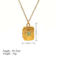 Retro Classic Style Heart Shape 304 Stainless Steel Plating Opal 18K Gold Plated Unisex Necklace sku image 3