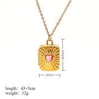 Retro Classic Style Heart Shape 304 Stainless Steel Plating Opal 18K Gold Plated Unisex Necklace sku image 4
