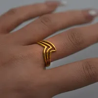 Wholesale Jewelry Marine Style Simple Style Ocean Sea Wave 304 Stainless Steel 18K Gold Plated Open Rings main image 6