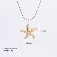 Marine Style Beach Starfish Conch Shell Titanium Steel Plating Unisex Pendant Necklace sku image 1