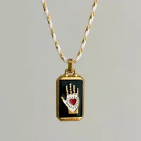 Elegant Vintage Style Geometric Heart Shape 304 Stainless Steel Enamel 18K Gold Plated Valentine'S Day Women's Pendant Necklace main image 5