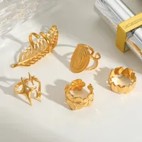 Casual Simple Style Artistic Geometric Leaves Heart Shape 304 Stainless Steel 18K Gold Plated Valentine'S Day Women's Open Rings main image 1