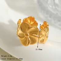 Casual Simple Style Artistic Geometric Leaves Heart Shape 304 Stainless Steel 18K Gold Plated Valentine'S Day Women's Open Rings sku image 2
