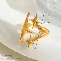 Casual Simple Style Artistic Geometric Leaves Heart Shape 304 Stainless Steel 18K Gold Plated Valentine'S Day Women's Open Rings sku image 4