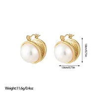 1 Pair Vintage Style U Shape Inlay Titanium Steel Pearl Earrings main image 3